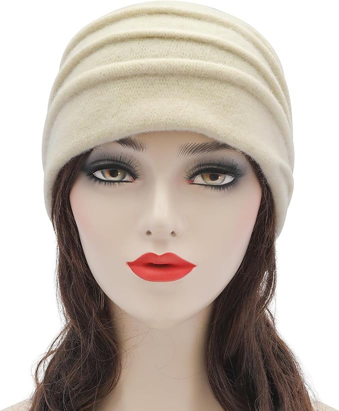 ZLYC Women Wool Cloche Bucket Hat 1920s Vintage Dress Winter Hats with Flower Accent