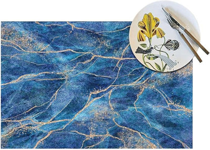 Placemats Set of 4 PVC Woven Place Mats Heat Resistant Easy to Clean for Indoor Outdoor Party Kitchen Dining Table Decoration 12"x18",Marble Pattern