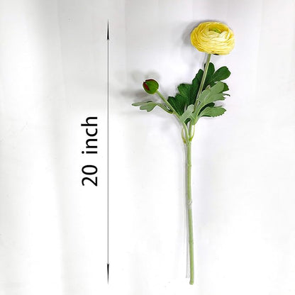 ATFL Yellow Ranunculus Artificial Flowers,6 Pcs Artificial Faux Silk Ranunculus Flowers with Real Touch Stems,Fake Peony Flowers for Floral Arrangements DIY Wedding Bouquet Party Table Home Decor