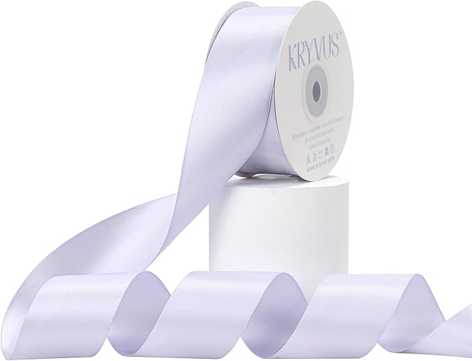 Lilac Mist Satin Ribbon, Double Faced 1-1/2 Inch X 25 Yards Lilac Mist Ribbon, Premium Satin Ribbon for Gift Wrapping, Crafts, Hair Bow Making, Sewing, Flower Bouquet, Wedding Party Decor