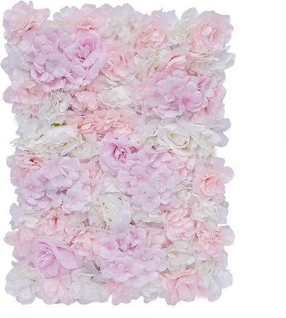 LOYALHEARTDY Artificial Flower Wall Panels 12 Pack of 16 x 24" Flower Wall Mat Faux Rose Flower Backdrop Panels for Backdrop Wedding Wall Decorations Light Pink