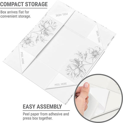 Luxury Keepsake Gift Box 3-Pack | Silver Floral Decorative Boxes with Magnetic Lids for Presents, Wedding Memory Box, and Bridal Gifts. 11.5" x 7.5" x 3.5"
