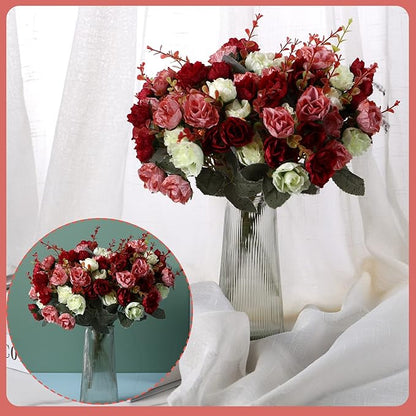 Geosar 8 Pcs Rose Artificial Flowers Fake Flowers Bouquet 21 Heads Silk Faux Floral Bundles with Stem for Home Bridal Wedding Arrangements Table Centerpieces Party Decor (Mixed Colors)