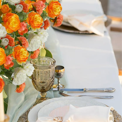 6 Pcs Artificial Flowers Silk Peony Rose Single Stem Artificial Flowers Orange Faux Peony Bouquet Floral Arrangement Bundle Fake Flowers Bulk for Table Centerpiece Wedding Farmhouse Home