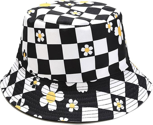 Bucket Hat for Women Men, Cotton Reversible Double Side Wear Sun Hats Beach Fisherman Hat