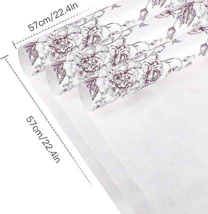 WRAPAHOLIC 20 Sheets Flower Wrapping Paper - 22.4 x 22.4 inch Dark Purple Vintage Floral Printed Water-Resistant Floral Bouquet Wrapping Paper, Florist Supplies Packaging for Wedding Birthday DIY