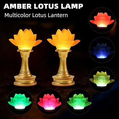 6.5inch 1 Pair-7 Color LED Lotus Flower Lamp - Lotus Buddhist Lamp Lights, Buddha Lamp Light with Adjustable Switch for Buddhist Occasions, Supplies Meditation