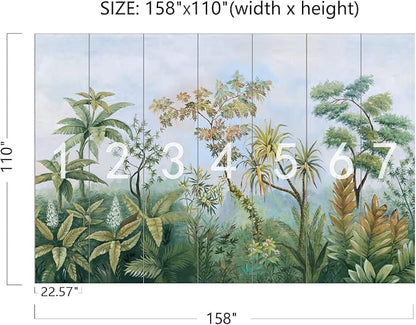 Cliouar-Tropical Plants Southeast Asia Oil Painting Forest Wallpaper Mural Bedroom Living Room Decoration 158" x 110"(Not Self-Adhesive)