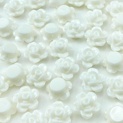 200pcs Acrylic Rose Flower Beads Candy Color Flat Back Spacer Beads Loose Pastel Colorful Decor for DIY Crafts Jewelry Making Bracelet Necklace Earrings(Cream)