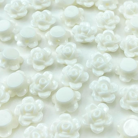 200pcs Acrylic Rose Flower Beads Candy Color Flat Back Spacer Beads Loose Pastel Colorful Decor for DIY Crafts Jewelry Making Bracelet Necklace Earrings(Cream)
