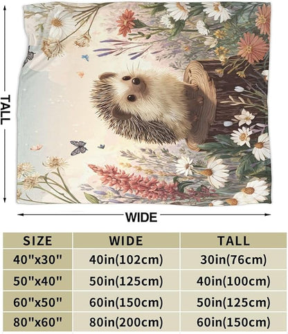 Hedgehog Blanket Cute Hedgehog Throw Blanket Soft Cozy Fleece Fuzzy Stuffed Plush Flannel Gifts for Girls Women Boys Kids Adults 50"X60"