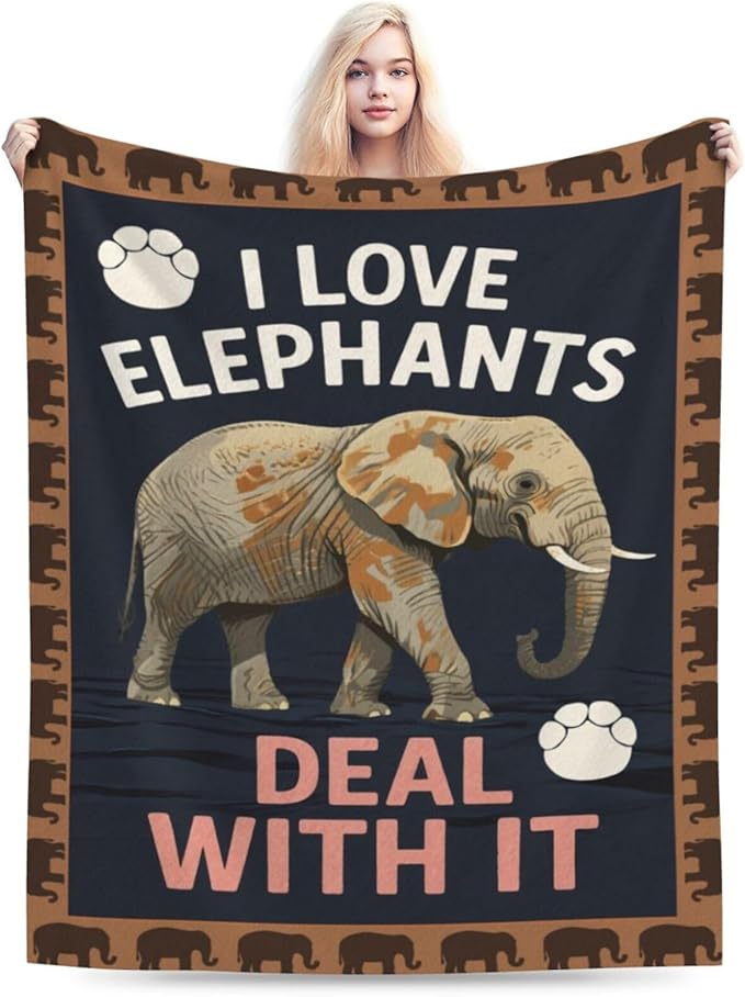 Elephant Blanket Elephants Throw Blanket Animal Soft Cozy Fleece Fuzzy Stuffed Plush Flannel Gifts for Girls Women Boys Kids Adults 50"X60"