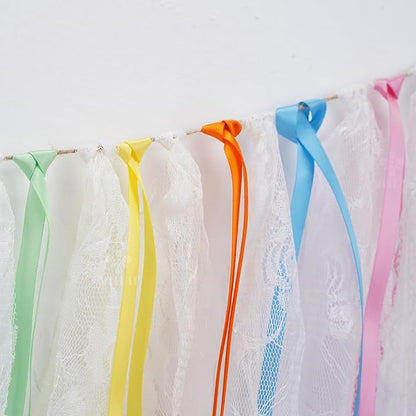 MEEDEE Pastel Rainbow Ribbon Assortment Satin Rainbow Colored Ribbon 3/8" X 50 Yards for Crafts, Gift Wrapping, Party Decoration, DIY Handmade Hair Bows