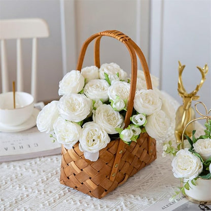 ASTRYAS 8 Packs Peonies Artificial Flowers, White Artificial Peonies, Silk Peonies Flowers Fake Peonies Artificial Flowers Peonies Bouquet for Centerpiece Table Wedding Party Home Decor