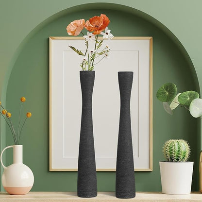 Garneck 2pcs Ceramic Flower Vases Narrow Neck Floor Vases Decorative Home Office Centerpiece Display for Floral Arrangements Glazed Pottery Design