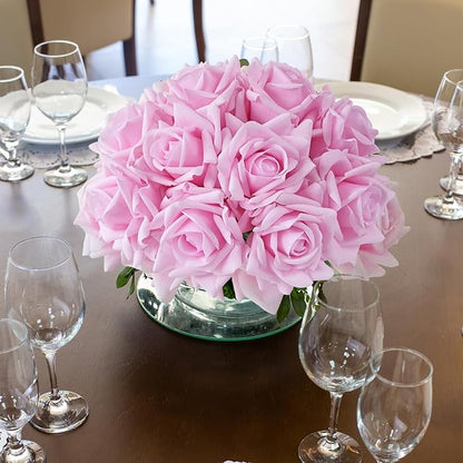 10pcs Light Pink Real Touch Roses, Lifelike Full Bridal Bouquet Artificial Flowers for Flower Arrangement Home Spring Party Wedding Decoration