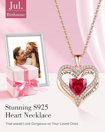 S925 Sterling Silver Necklace for Women, Wife Jewelry Rose Gold, Mom Birthday Valentines Mothers Day Gifts, Girlfriend Necklaces, Daughter Heart Jewel, Anniversary for Her