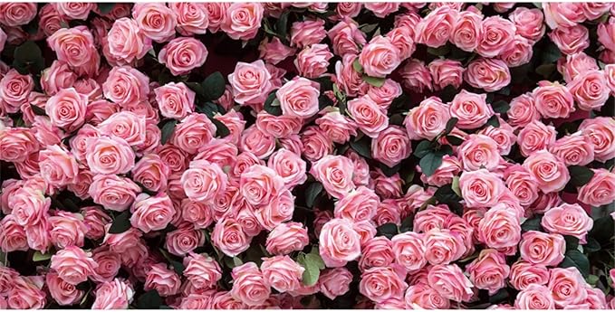 6x4ft Flower Backdrop Pink Rose Floral Wall Photography Background Birthday Baby Shower Wedding Party Banner Decorations Supplies Photo Booth Props