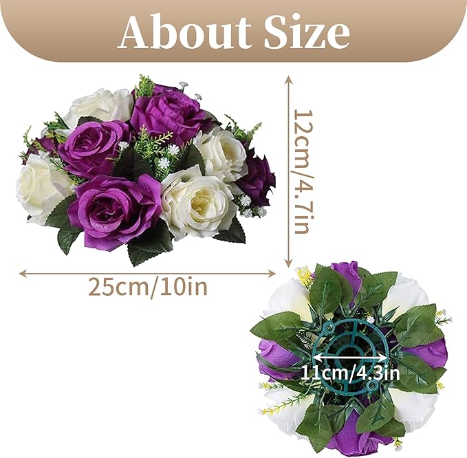 Sziqiqi Pack of 10 Fake Flowers, Silk Rose Flowers, Suit for Wedding/Party Centerpiece Road Lead Flower Rack Decorations, 10 Pieces