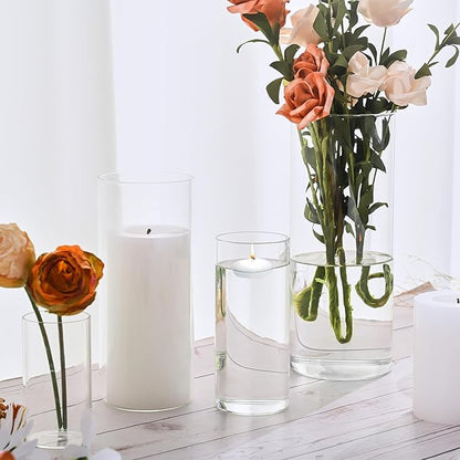 36 Pack Glass Cylinder Vase 4, 6, 8, 10 Inch Tall Clear Vases for Centerpieces Flower Vases for Wedding Decorations Home Decor Dinners Party Event Floating Hurricane Candle Holder Vase
