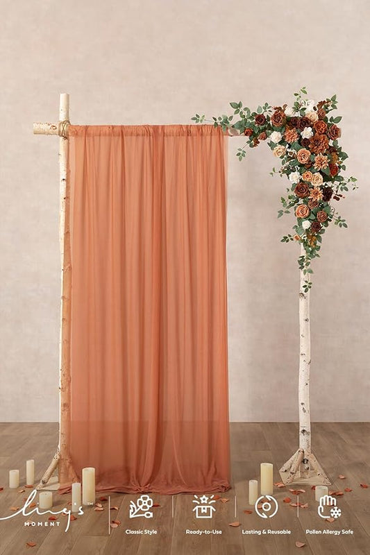 Ling's moment Wedding Arch Flowers - 6.5FT Floral Garland for Ceremony Arbor Backdrop Decoration - Artificial Rose Floral Swag for Sweetheart Table Birthday Party, Baby Shower, Terracotta Orange