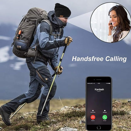 Wireless Beanie Hat for Men Women Wireless Headset Headphones Music Audio Unisex Women Boys Girls Winter Cap with Mic Stereo Speaker Handsfree Outdoor Sports Earphones