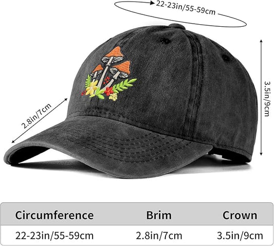 Cute Flower Hat, Elegant Floral Embroidered Adjustable Baseball Cap for Men Women, Gifts for Flower Lovers, Black