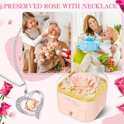 Beferr Preserved Rose with Necklace for Mom Birthday Gifts Eternal Roses Fresh Flowers for Delivery Prime Christmas Day Gifts for Her Mother Grandma Wife Sister Daughter Girl Friends