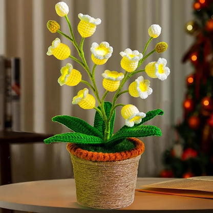 Lily of The Valley Lamp - Handmade Crochet Flower Bedside Table Lamps with 14 Night Light Cute Gifts for Women Birthday Christmas Valentine Mother's Day Desk Home Office Bedroom Decor