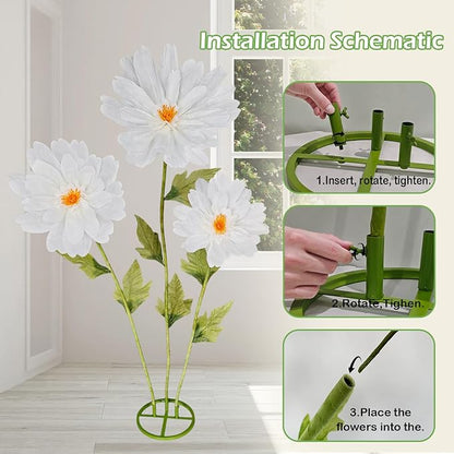 Giant Artificial Daisy Flowers for Decoration - Big Artificial Fake Daisy Large Crepe Paper Flowers for Home Decor Garden Hotel Office Photography Props Wedding Art Gallery Shop Window Display(White)