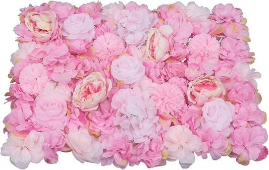 Gdrasuya10 6pcs Realistic Flower Wall Background Artificial Flowers Wall Backdrop Panel 3D Silk Rose Fake Flower Wall Panel Banquet Wedding Party Decor, Photography Background 60 x 40 cm