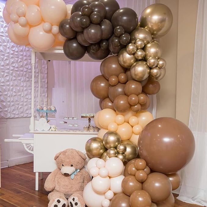 Togvu Nude Balloons Different Sizes, 123 Packs Boho Beige Balloons, Pack of 18 12 10 5 Inch Retro Apricot Balloons Garland Arch Kit for Boho Birthday Baby Shower Wedding Party Decoration