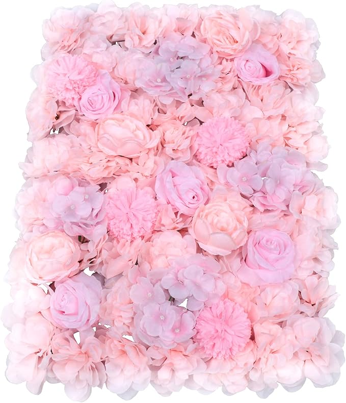 Gdrasuya10 6pcs Realistic Flower Wall Background Artificial Flowers Wall Backdrop Panel 3D Silk Rose Fake Flower Wall Panel Banquet Wedding Party Decor, Photography Background 60 x 40 cm
