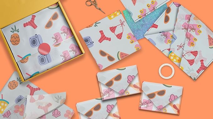 Pro Supply Global Summer Vibes Printed Tissue Paper for Gift Bags or Boxes and Wrapping - Bulk Decorative Art Tissue Paper for Packaging and Gifting | 24 Sheets 20" x 30"