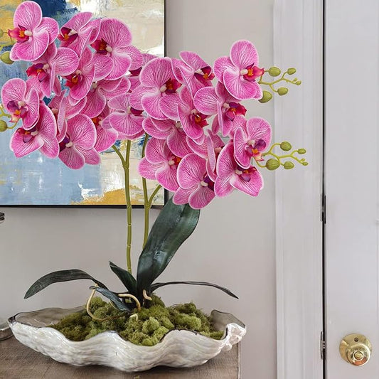30 Inch Fuchsia Orchids Artificial Flowers Real Touch Phalaenopsis Spray Artificial Orchid Stems with 12 Flowers Fake Moth Tall Faux Flowers Arrangement for Home Decor, Party Wedding Decoration