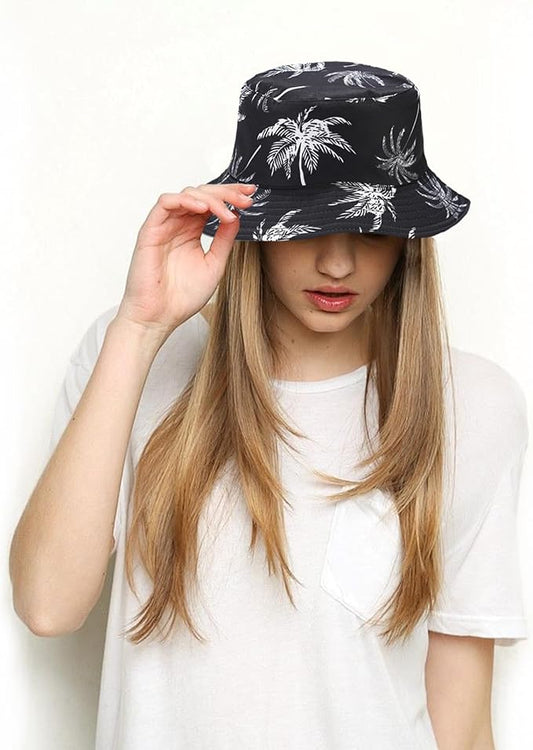Bucket Hat for Women Men, Cotton Reversible Double Side Wear Sun Hats Beach Fisherman Hat