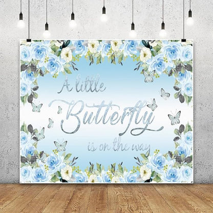 Butterfly Baby Shower Decoration for Boy Backdrop 10x8ft A Little Butterfly is on The Way Boho Blue Floral Photography Background Flowers Butterfly Themed Baby Shower Party Decorations Supplies