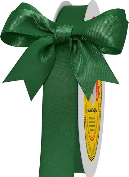 Forest Green Satin Ribbon 7/8 inch X 100 Yards Polyester Ribbon for Gift Wrapping Very Suitable for Weddings Party Hair Bow Invitation Decorations and More