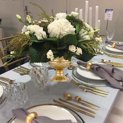 Metal Vases for Table Centerpieces, Hewory Gold Compote Pedestal Vase Floral Container Bulk, Brass Mini Footed Bowl Flower Holders Center Pieces for Wedding Birthday Party Anniversary (2pcs, 5in)