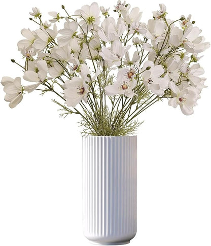 ATFL White Daisy Artificial Flowers, 8 Bundles 21.65'' Faux Silk Daisy with Stems for Home Garden Vase Decor