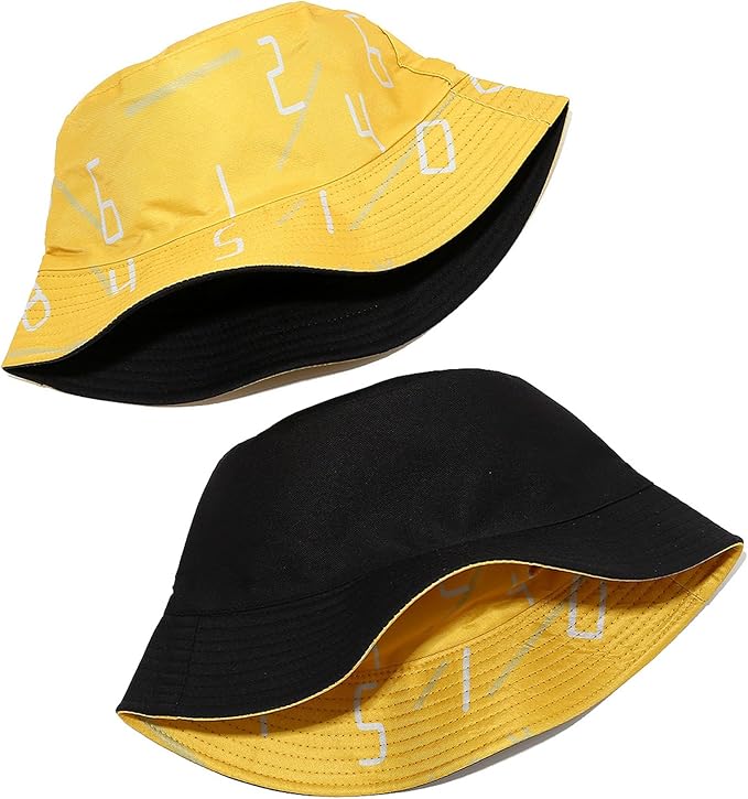Mashiaoyi Unisex Print Double-Side-Wear Reversible Bucket Hat