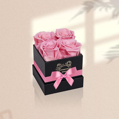 4-Piece Preserved Roses in a Box, Preserved Flowers, Roses Gift for Her, Pink