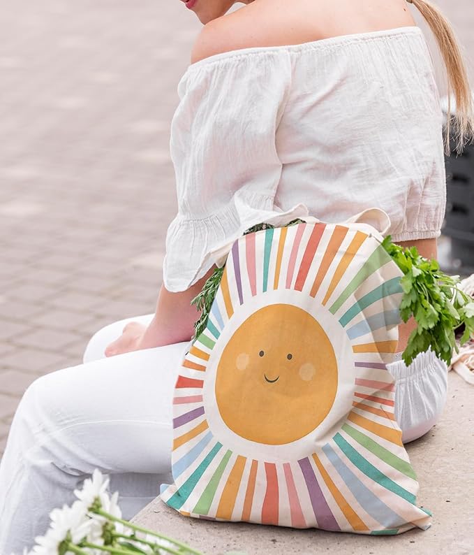 Sunshine Gifts Canvas Tote Bag for Women, Kids tote Bag,Reusable Grocery, Sunshine Gifts Shopping Bag, Birthdays Gift for Women Holiday