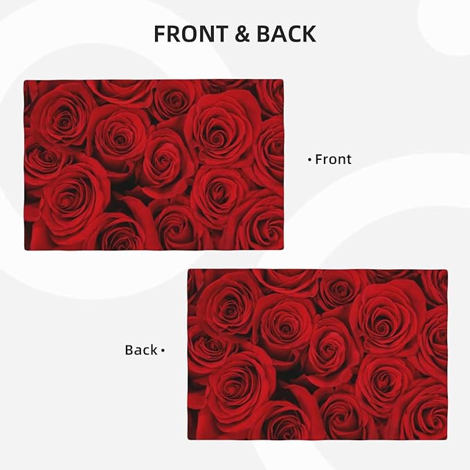 Red Rose Linen Table Placemats Set of 6 Beautiful Red Rose Placemats Home Party Kitchen Indoor Holiday Rustic Washable Heat Resistant Table Mats 12 x 18 Inch