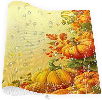 Thanksgiving Fall Yellow Pumpkin Placemats Set of 1 PVC Vinyl Non Slip Table Mats Heat Resistant Place Mats Washable Wipeable Dining Table Mat for Kitchen Decor Party Indoor Outdoor Decorative Gift
