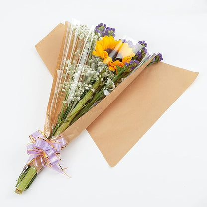 Paper Flower Bags For Bouquets Small Floral Plastic Flower Sleeves For Bouquets Gift Bags 50pcs M-Original