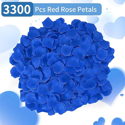 3300 PCS Artificial Fake Rose Petals,Flower Petals,Romantic Nightfor Her/Him Set,Wedding, Engagement, Party, in Bulk Flower Decorations（Dark Blue）
