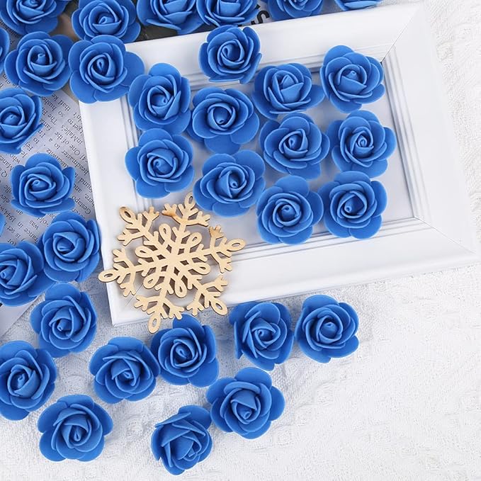500pcs Mini Foam Rose Heads, Royal Blue Artificial Rose Foam Fake Flower for DIY Crafts Wedding Bouquets Baby Shower Centerpieces Floral Arrangements Tables Home Decorations(Royal Blue)