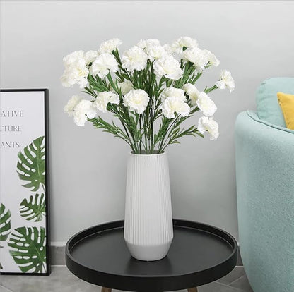 IPOPU White Carnations Artificial Flowers 6PCS 30 Heads Silk Carnations 27.56in Artificial Flowers with Stems for Wedding Home Centerpieces Floral Arrangements(White)