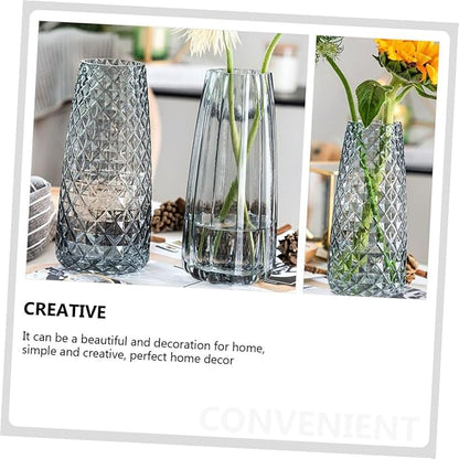Square Glass Vase Smoky Transparent Hydroponic Plant Container for Indoor Outdoor Home Decor Simple Artistic Flower Arrangement Holder